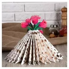 Салфетница деревянная "Цветы в вазе"