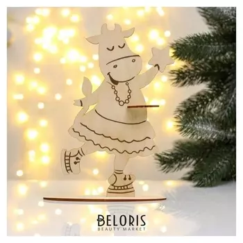 Салфетница деревянная "Коровка на льду"