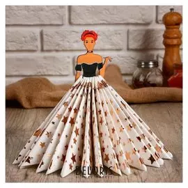 Салфетница "Девушка горничная в мини", цветная наклейка