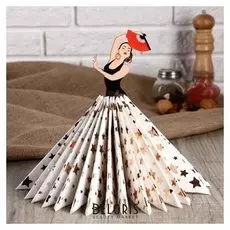 Салфетница "Девушка танцовщица с розой", цветная наклейка