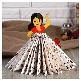 Салфетница "Девушка танцовщица смайл", цветная наклейка