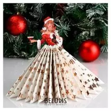 Салфетница "Девушка в новогоднем костюме с коктейлем", двусторонняя наклейка, 20×13.5 см