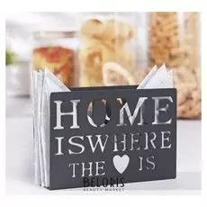 Салфетница «Дом здесь», 15×4×10 см, цвет чёрный