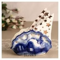 Салфетница, гжель, 13 см.