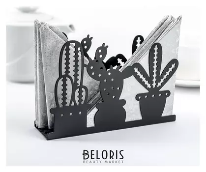 Салфетница «Кактусы», 15×4×10,3 см, цвет чёрный