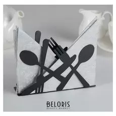 Салфетница «Приборы», 13,5х4,5х9,5 см, цвет чёрный