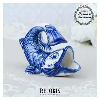 Салфетница "Рыбка", малая, гжель, фарфор, 10х12 см