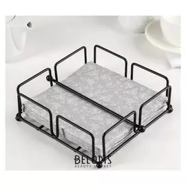 Салфетница с держателем 18×18×7 см "Приборы", цвет чёрный