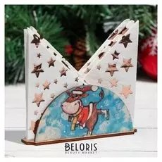 Салфетница "Символ 2021. бычок на катке", 13.5×3.1×6 см