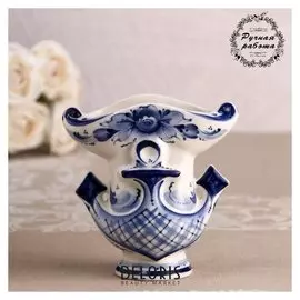 Салфетница "Якорь", гжель, H=12 см