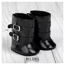 Сапоги для куклы «Застёжки», длина подошвы: 7 см, цвет чёрный