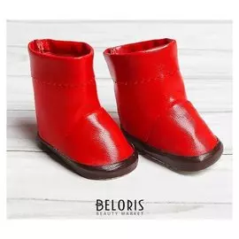 Сапоги с отворотами для куклы, длина подошвы 7,5 см, цвет красный