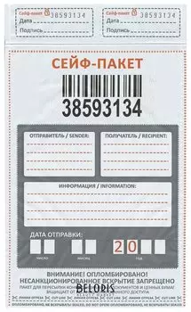 Сейф-пакеты полиэтиленовые (162х245+30 мм), до 100 листов формата А5, комплект 100 шт., индивидуальный номер