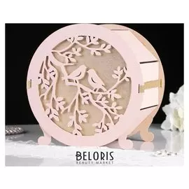 Семейный банк "Птицы", пудровый-золото, 21,7х13х21,7 см