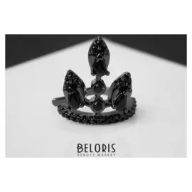 Серьга "Каффа" цветок, цвет чёрный