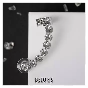 Серьга "Каффа" стразы в огранке, цвет белый в серебре