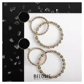 Серьги эмаль "Жгут" восьмёрка, цвет чёрный в золоте