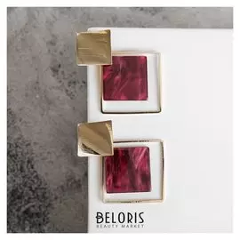 Серьги "Азелия" ромбы, цвет фиолетовый в золоте