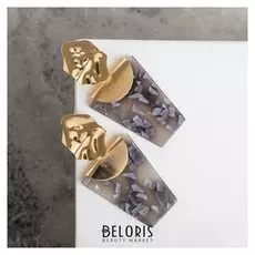 Серьги "Азелия" трапеция, цвет чёрно-серый в золоте