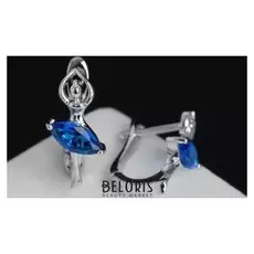 Серьги "Балерина", цвет синий в серебре