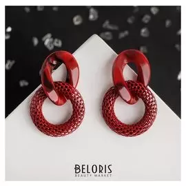 Серьги "Бесконечность" переплетение, цвет красный