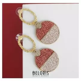 Серьги "Бритс" узор, цвет розово-белый в золоте