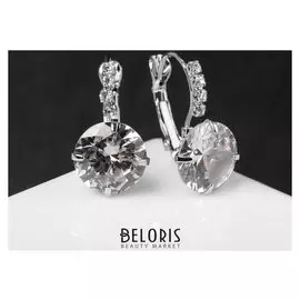 Серьги "Циркония" Love You, цвет белый в серебре