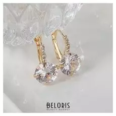 Серьги "Циркония" мини, круг, цвет белый в золоте