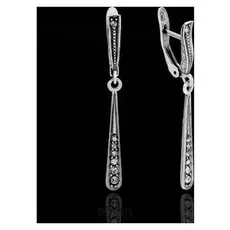 Серьги "Фреска", цвет белый в чернёном серебре