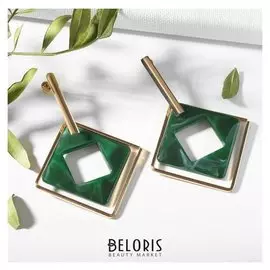 Серьги "Иллюзия", цвет зелёный в золоте