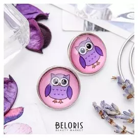 Серьги из стекла Candy совушка, цветные