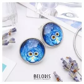 Серьги из стекла Candy совушка глазастая, цветные