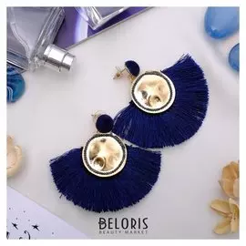 Серьги "Кисти" арабика, цвет синий в золоте