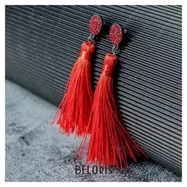 Серьги "Кисти" гармония, цвет красный, L кисти 8,5 см
