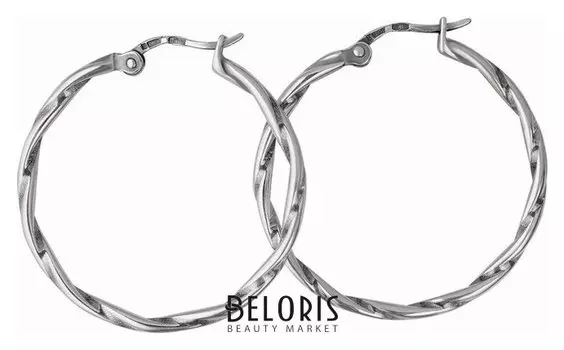 Серьги кольца "Кручёные" D=3,2см, лоза, посеребрение