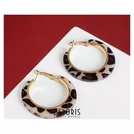 Серьги-кольца "Паради" полукруг леопард, D=4,5, в золоте