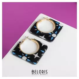 Серьги-кольца "Паради" треугольник цветной, D=4,5, в золоте