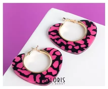 Серьги-кольца "Паради" треугольник цветной леопард, D=4,5, в золоте