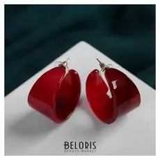 Серьги-кольца "Романтика", цвет красный