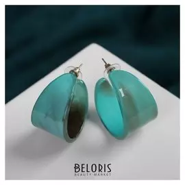 Серьги-кольца "Романтика", цвет зелёный