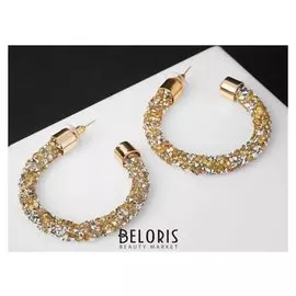 Серьги-кольца "Шанталь" D=4,5, цвет бело-золотой