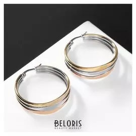 Серьги-кольца "Сталь" толщина, цвет золотисто-серебрянный