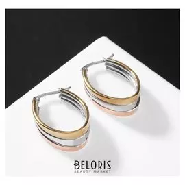 Серьги-кольца "Сталь" утолщение, цвет золотисто-серебрянный