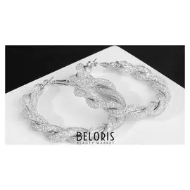 Серьги-кольца "Стардаст" кручёные, цвет серебро, d=5