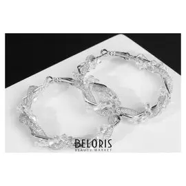 Серьги-кольца "Стардаст" многогранник, цвет серебро, d=5