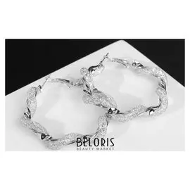 Серьги-кольца "Стардаст" волна, цвет серебро, d=6,5