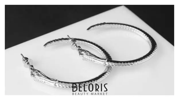 Серьги-кольца "Змея", цвет серебро, D=4 см