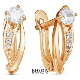 Серьги "Комета", позолота, цвет белый