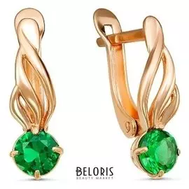 Серьги "Лилу", позолота, цвет зелёный