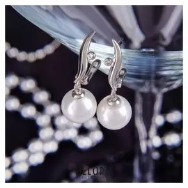 Серьги "Майорка" шар №10, изыск, цвет белый